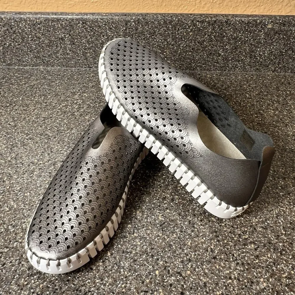 Ilse Jacobsen Women EU 38 US 7.5 Pewter Leather Slip On Shoe Comfort Casual Flat